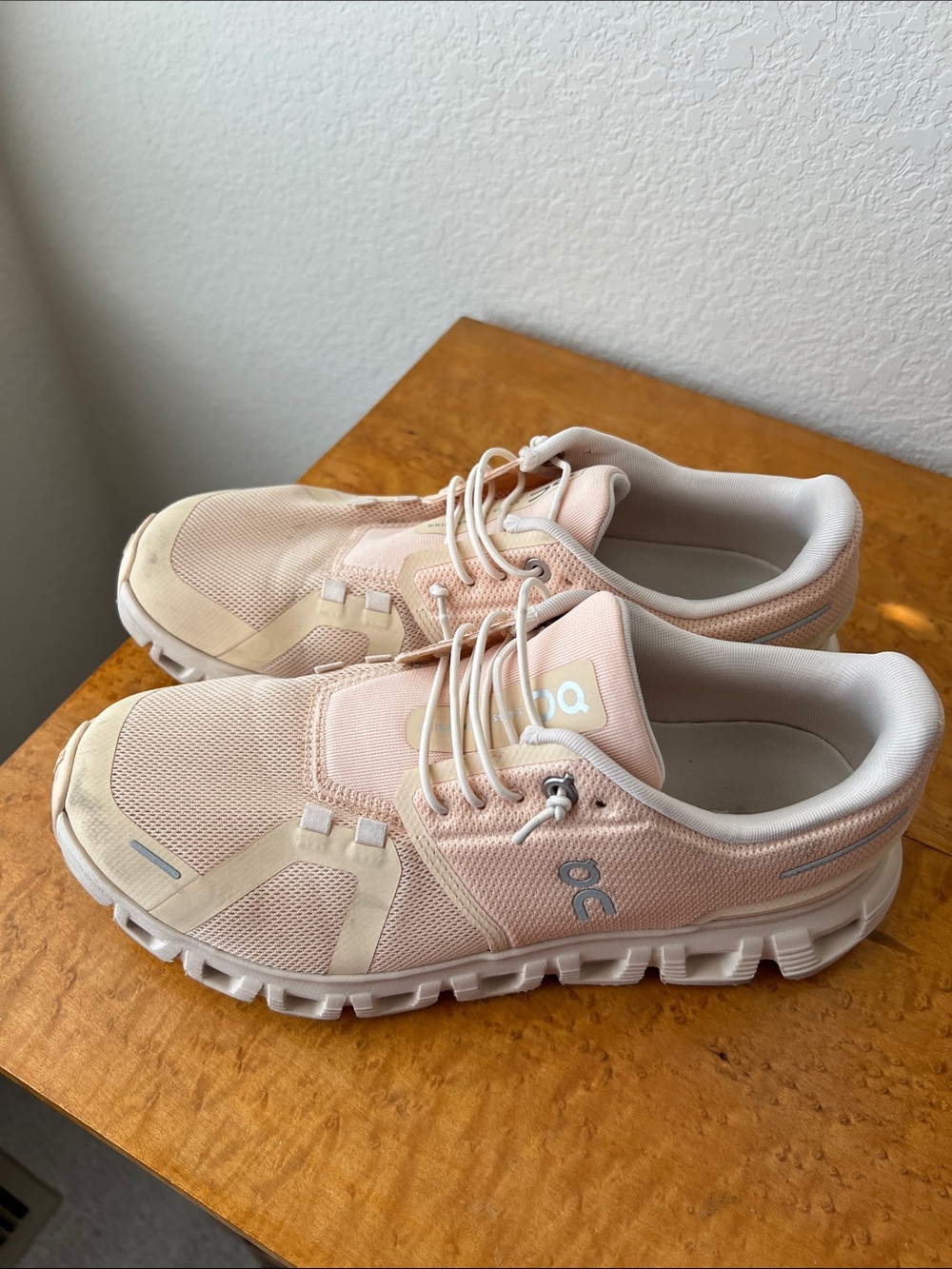 On Running Cloud Sneakers in Pale Pink and White - Picture 3 of 5